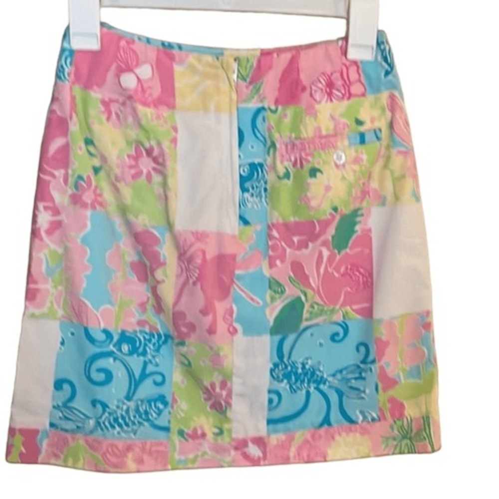 Lilly Pulitzer Skirt Womens Size 0 Floral Multi Petal Patch Hidden Animals Lined - Picture 6 of 8